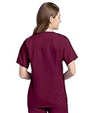 Scrub Zone Premium Uniform Medical One Pocket V-Neck Scrub Top, Wine, 2X-Large