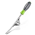 WORKPRO Weed Puller Tool, Metal Leverage Base and V-Shaped Forks for Easy Weed Removal & Deeper Root Digging, Heavy Duty Stainless Steel with Soft Handle, Manual Hand Weeder for Gardening