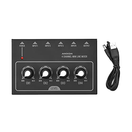 AMX04 Ultra-compacto 4 Canais de Áudio Estéreo Mixer de Som Baixo Ruído para Gravação de Estúdio em