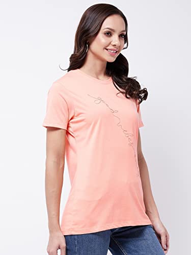 Image of Modeve Women Printed Cotton Blend Half Sleeve Round Neck T-Shirt for Summer