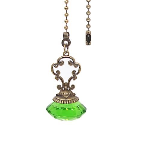 Image of 1Pcs Crystal Ceiling Fan Pull Chains Ornament Colorful Diamond Pendant Switch with 12 Inches Line Bead for Ceiling Light Desk Lamp green