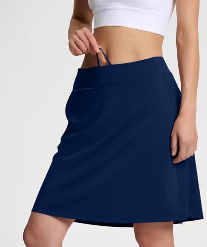 Image of Yogipace Women's 4 Pockets UV Protection 20 inch Modest Knee Length Skirt Athletic Running Golf Tennis Skort Zippered Pockets