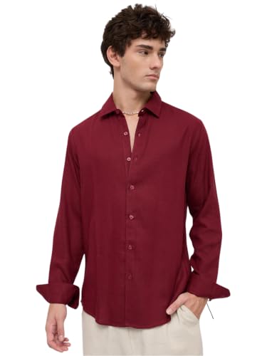 Image of VASTRADO Elegant Maroon Everyday Shirt
