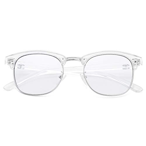 Blue Light Blocking Glasses for Women Men Semi-Rimless Frame Fake Nerd Eyeglasses (Transparent Silver) by Kursan - Image 5