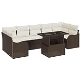 【Apariencia elegante y moderna】 El Conjunto de Sofás de Jardín Modular tiene un estilo elegante y moderno que encaja perfecto en entornos actuales. Con un diseño simple, líneas limpias y pocas decoraciones, es una adición estilosa a cualquier jardín o patio. Hecho con poliratán de alta calidad, el conjunto tiene una vibra natural y también es durable.