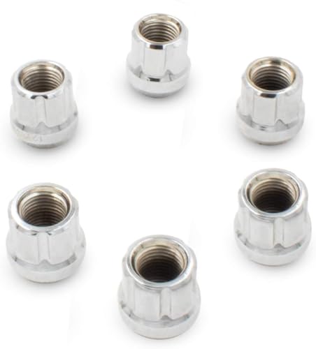 Image of Wheel Accessories Parts 24 Pcs M12x1.25 12x1.25 Thread Open End Bulge Acorn 21mm 0.84 inch Long Lug Nuts Chrome 6 Spline Car Hex Fits Nissan Titan (Non XD) with Aftermarket Wheels