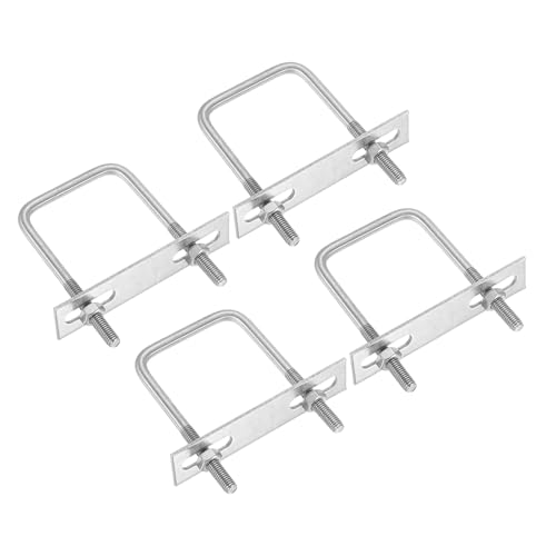 Image of PATIKIL M6x50x80mm Square U-Bolts Kit, 4Set 304 Stainless Steel Square U Shaped Bolts Replacement Parts with Frame Plates and Nuts for Ski Board Sailboat Trailer