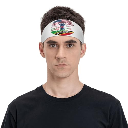 American Grown with Saint Kitts and Nevis Roots Stretchy Breathable Sports Headbands for Women Men - Moisture Wicking Workout Sweatbands for Running Yoga Gym Tennis Cycling - Soft Quick Dry Hair Bands3