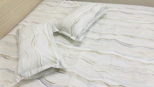 Image of Cotton Double Bedsheet with 2 Pillow Covers | 100% Pure Cotton | 300 Thread Count | Soft & Breathable | 90x100 inch - Neutral Lines