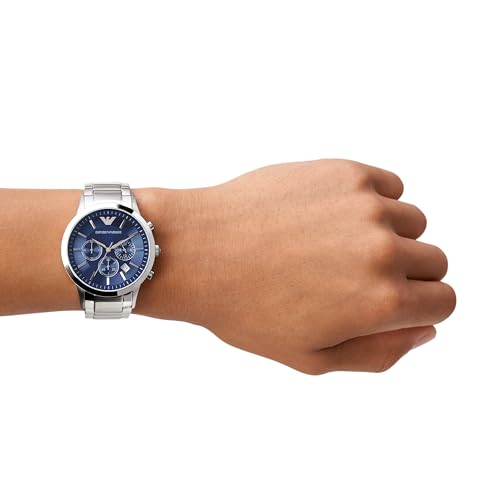 Emporio Armani Renato Analog Blue Dial Silver Band Stainless Steel Men's Watch-AR2448 - Image 5