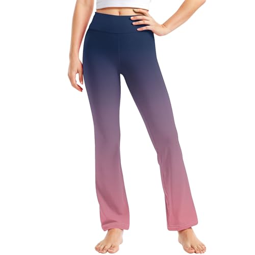 Toddler Girls Gradient Straight Leg Fashion Yoga Pants Teens High Waisted Comfort Activewear Leggings for Kids 2-13 Years