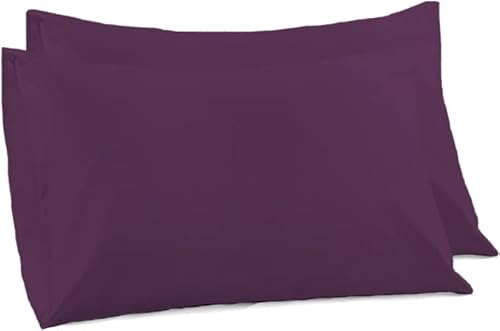 Dazzle Collection® 2 x Luxury Pair of Housewife Pillow Cases Non Iron Percale Bedroom Bedding Pillow Cover (50 x 70 cm, Plum)