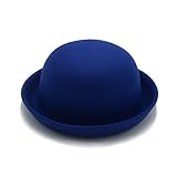 Bumjazz Filzhut Topfhut Winter Hut Fedora Bowler Derby Trilby Women Hat Mütze für Damen Hut H6(Blau)