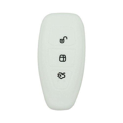 BROVACS Silicone Cover Protector Case Holder Skin Jacket Compatible with FORD 3 Button Smart Remote Key Fob CV2712 White