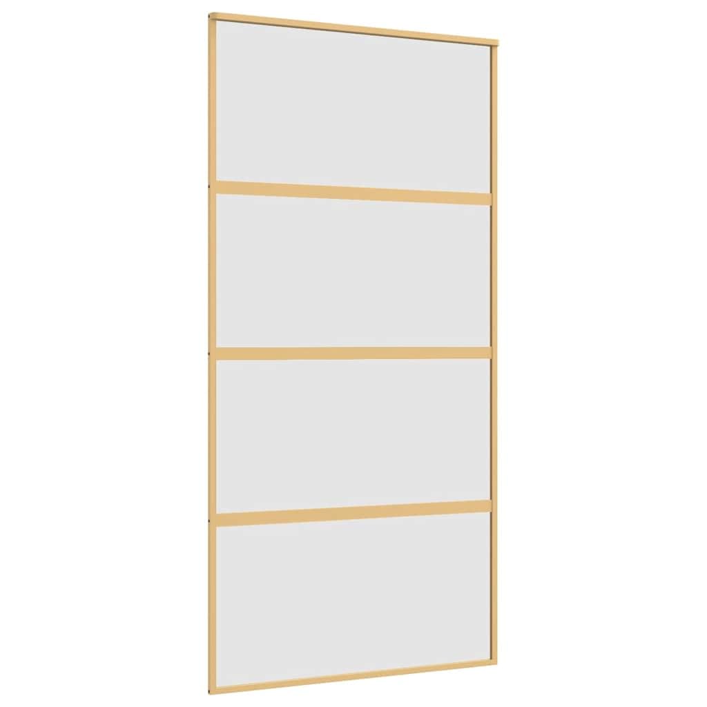 vidaXL Sliding Door, Barn Door for Home Internal, Sliding Door Panel with Assembly Kit, Sliding Gate, Gold Frosted ESG Glass and Aluminium