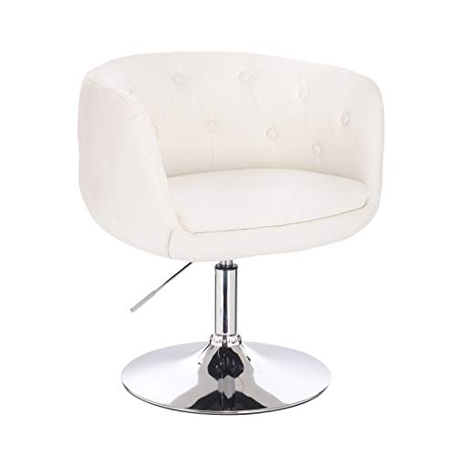 Preisvergleich Produktbild SVITA Panama Retro Loungestuhl Polsterstuhl Cocktailsessel Weiß Kunstleder Tellerfuß