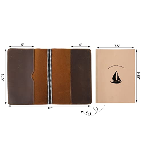 Ringsun Leather Notebook Hard Cover, Moleskin Cahier Cover, Refillable Journal Cover For (7.5 X 9.85 In) W/Tipico Strap, Book Cover Office & Work Essentials #TOP1