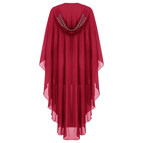 OBEEII Muslim Dress for Women Loose Batwing Sleeved Hooded Beaded Embroidery Long Abaya Dress Kaftan Abayas Islamic Robe