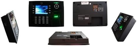 Multiple views of the iClock-360 terminal, including front, back, and side profiles