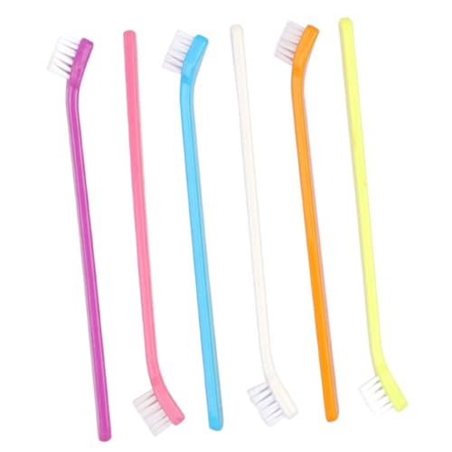 CIYODO Pet Brush Set by 6pcs Dog Cat Toothbrushes Single-Head Portable for Home Office Travel