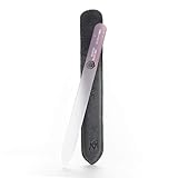 GERMANIKURE Czech Crystal Glass Nail File in Suede Leather Case - More Glitter Less Bitter - Professional Manicure & Pedicure Products for Smooth Easy Shaping of Natural Nails