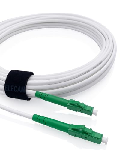Elfcam® - Cavo Fibra Ottica LC/APC per LC/APC Simplex Monomodale, OS2 9/125µm, Bianco (0,5M)