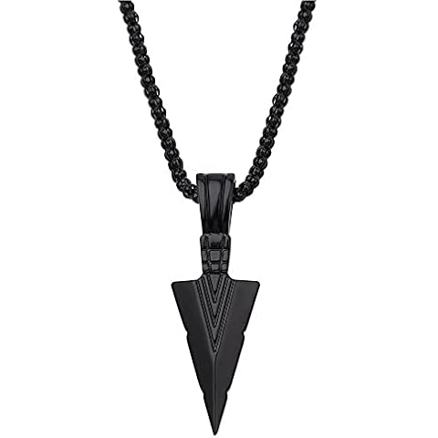 KASMOM 1 Pcs Matte Black Long Necklace with Arrow Pendant Jewelry Short Keel Chain Men's Design Hip Hop Punk Rock Party Jewelry Gift KMJU 453 Cover
