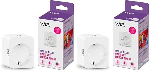 WiZ - Enchufe inteligente con medidor de consumo, Control inteligente a través de Voz/App, compatible con Alexa y Google Home y Tecnología SpaceSense (Paquete de 2)