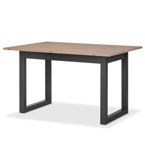 KHG Esstisch AST-Eiche ausziehbar 130-170cm, moderner Esszimmertisch für bis zu 8 Personen, Tischplatte Eiche & Kufen-Gestell Anthrazit in Holzwerkstoff foliert, 100kg belastbar