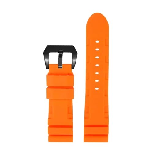 [[Qł] 22mm 24mm ubN u[ IW A[~[O[ voh VRo[ voh plC PAM111 PAM441 PAM386 V[Y XgbvΉ(Orange black,24mm)
