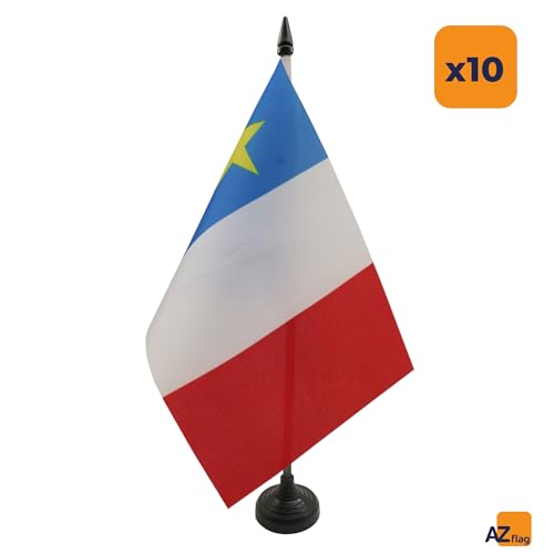 Petit drapeau acadien de table 21x14 cm avec hampe pour bureau