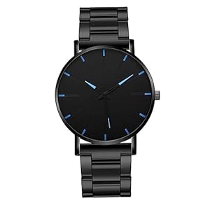 Men’s Watch Simple Watch Man Watches for Men Boderry Watches for Men Stainless Wrist Men Steel Watches Mens Watch Cases for Men Casual Watch Blue Watch Stainless Steel Black