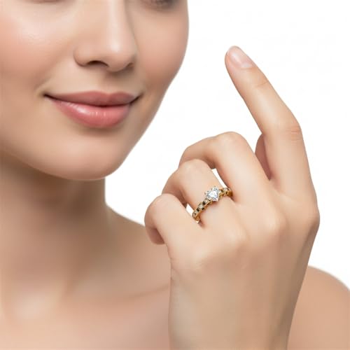 Bague en pierre de cœur plaqué or jaune ajustable pour fiançailles décontractées