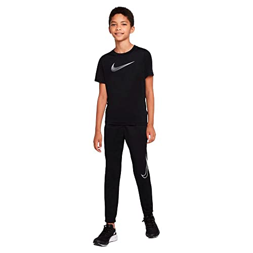 Nike Dri-FIT Big Kids' (Boys') Short-Sleeve Training Top (Medium, Black/White)4