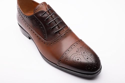 Image of X6426 Brown Leather Oxford Shoes for Men - Premium Handmade Full-Grain Leather, Non-Slip Sole, Luxury Comfort & Timeless Classic Design