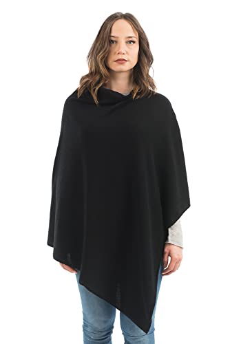 Dalle Piane Cashmere - Poncho aus Kaschmir-Gemisch - Made in Italy - Damen, Farbe: Schwarz, Einheitsgröße