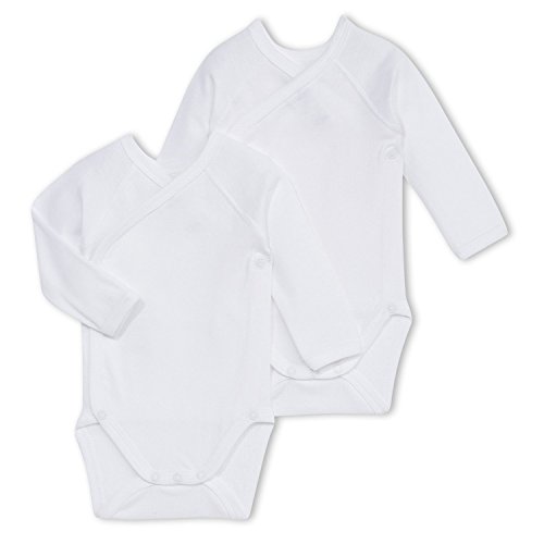 Petit Bateau Pack of 2 Unisex Newborn Baby Plain Long-Sleeve Bodysuits Style 15081-54218 Sizes NB-36 Months (Size 12 Month Style 15081) White