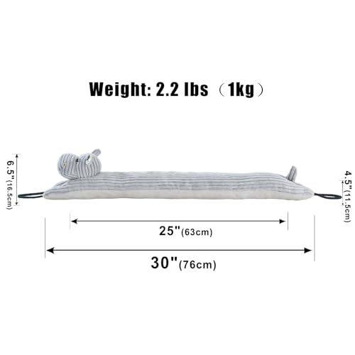 Image of Marwood Under Door Draft Stopper Decorative Wind Stopper 30 inch for Door & Window, Weighted Animal Air Draft Stopper Snake Noise Blocker for Bottom of Door with Hanging Loops - Hippo