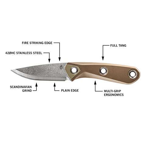 Image of Gerber Gear Principle - Durable, Fixed-Blade Knife - Includes Triple-Mounting Sheath - Great for Bushcrafting & Camping - 7.5 inch - Made in USA - Coyote Brown
