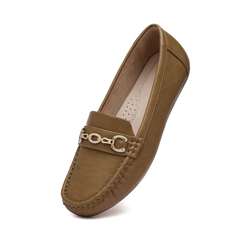 Image of Women's Business Loafers Work Casual Flats Shoes Lightweight Penny PU Leather Slip On Walking Shoes