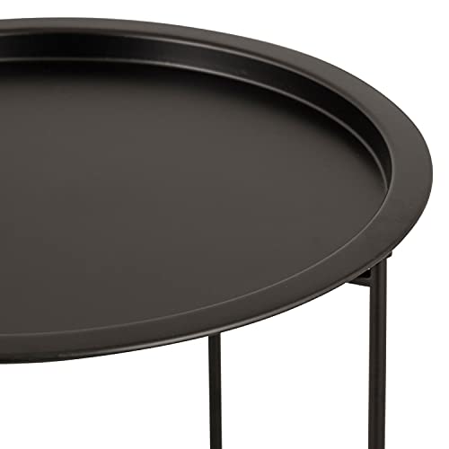 casamia Beistelltisch 2. Wahl Gartentisch Balkon Tisch Terassentisch rund Alberta Metall klein verstaubar Farbe schwarz – Bild 6