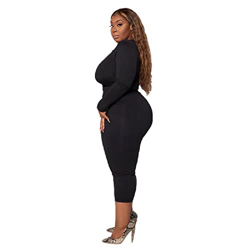 Image of Plus Size Women 2 Piece Outfits Sets Sexy Tracksuit Midi Dress,Sleeveless Tank Top Bodycon Skirts Set Casual Summer
