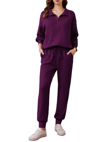 Image of PINSPARK 2 Piece Sets for Women Long Sleeve Half Zip Tracksuit Jogger Sets
