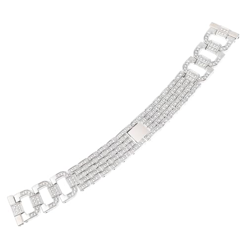 Diamond Encrusted Stainless Steel Watchband Elegant Wrist Strap for Active Watch Durable Easy to Install Silver Design