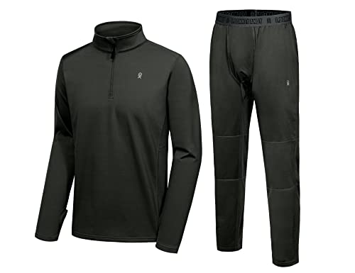 Little Donkey Andy Men's Winter Fleece Pajama Set Warm Long Sleeve Pjs Quarter Zip Sleepwear Lounge Pants With Fly