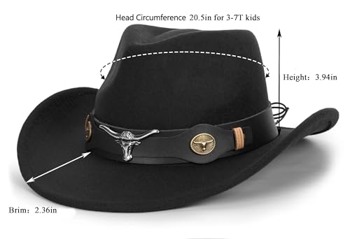 Kids Cowboy Hat for Boys Girls Western Felt Fedora Hat for 3-6 Years2