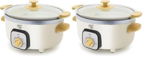 Image of GreenLife 3.5QT Ceramic Nonstick Slow Cooker, Cooktop /Oven Safe, Cream (Pack of 2)
