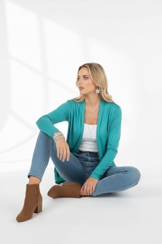 Image of ToBeInStyle Womens Open Front Long Sleeve Lightweight Asymmetrical Draped Cardigan with Side Pockets