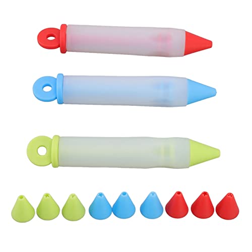 DIY Cake Icing Pen, 3 Set Cake Decorating Pen Tool Kit Silicona Desmontable Postre Decoring Pen con 12 Patrones para escritura de alimentos Cover