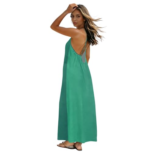 Robe d'été dos nu fraîche et fluide couleur vert dégradé